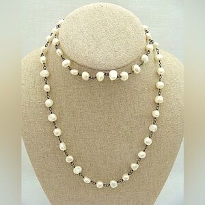 Silpada Retired 925 Sterling Silver Pearl Necklace 32" Long
